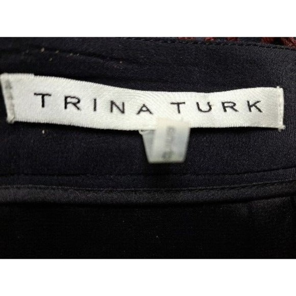 Trina Turk Floral Laced Lined Pencil Skirt Black Cranberry - Picture 4 of 6